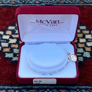 Immaculate Heart of Mary Figaro Rhodium Chain Girls’ Bracelet Catholic Jewelry